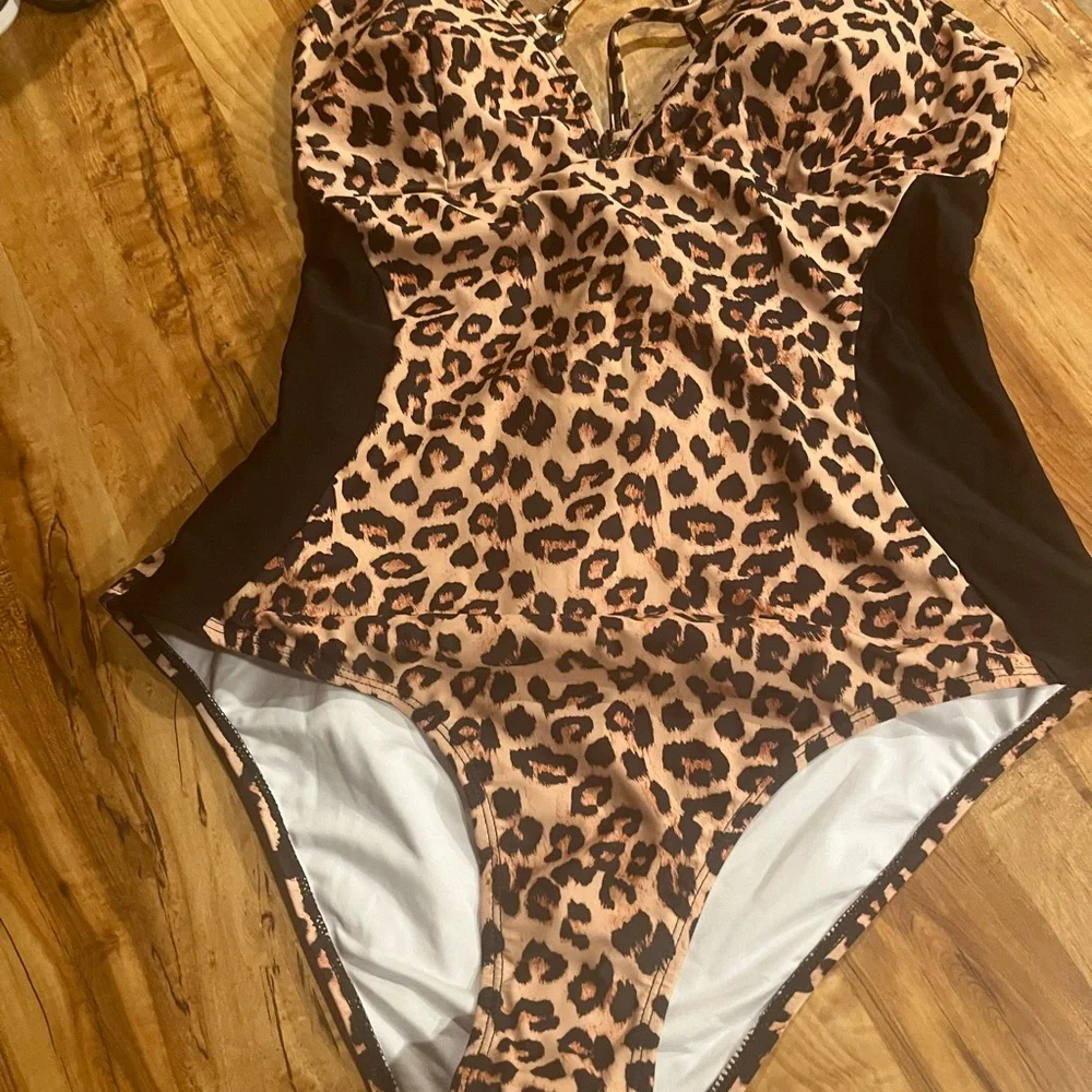 Leopard Print One-Piece Swimsuit - Picture 1 of 11